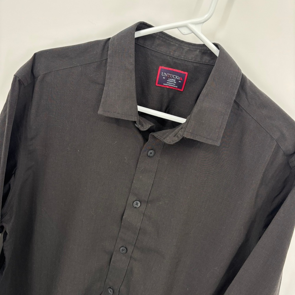 UNTUCKit Button Down Shirt Mens Large Black Excellent Wrinkle Free Black Stone